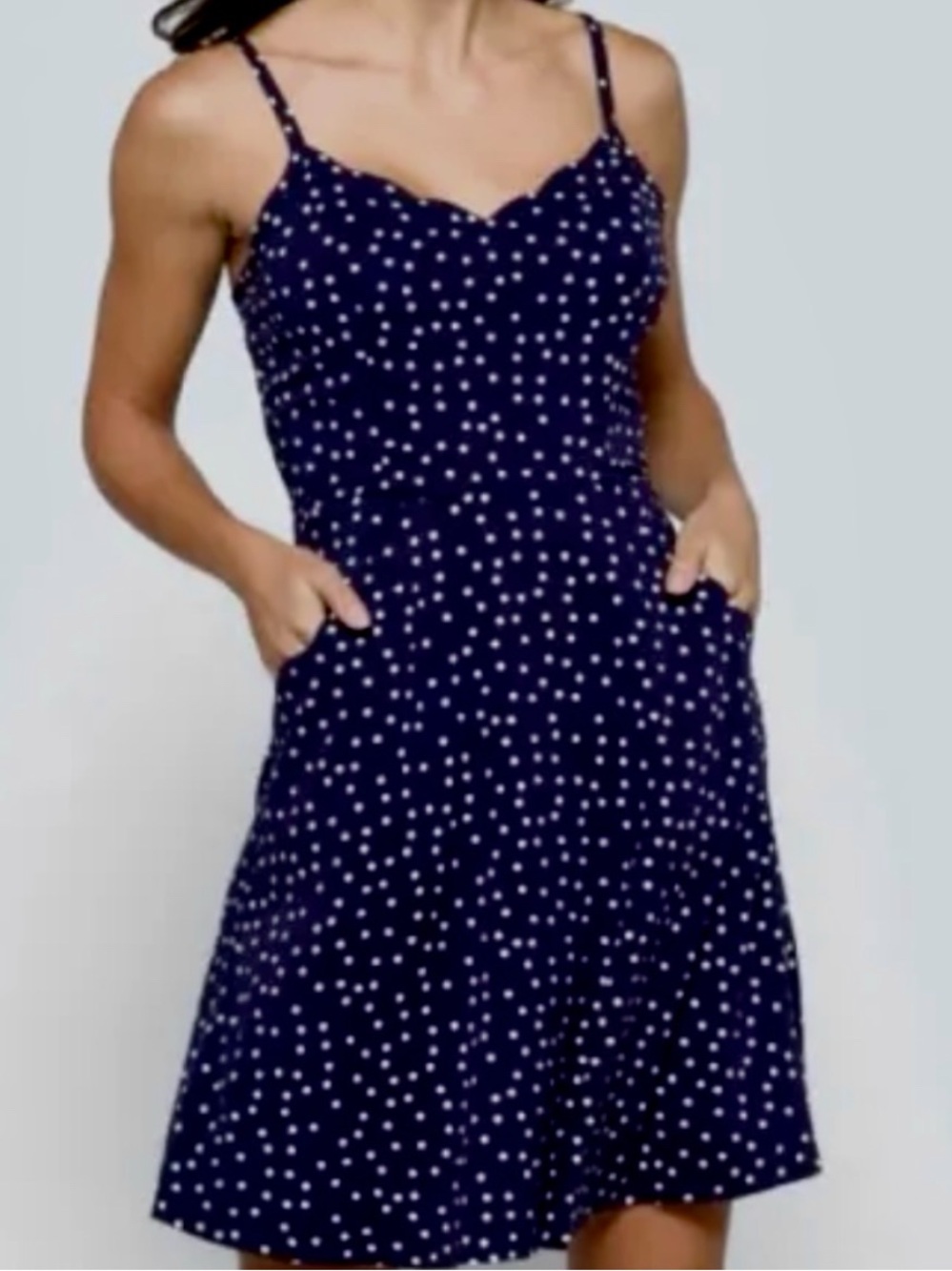 41 Hawthorn Women's Navy Polka Dot Spaghetti Strap Dress
